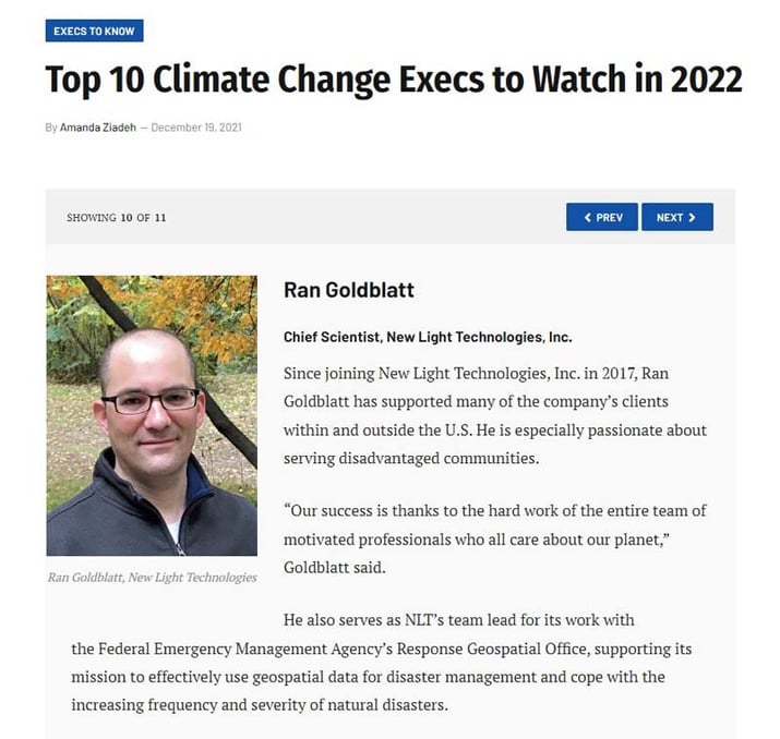 Screen capture of article on Dr. Ran Goldblatt