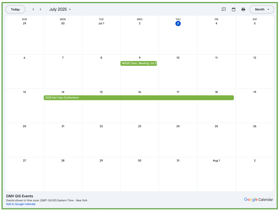 DMV GIS Event Calendar